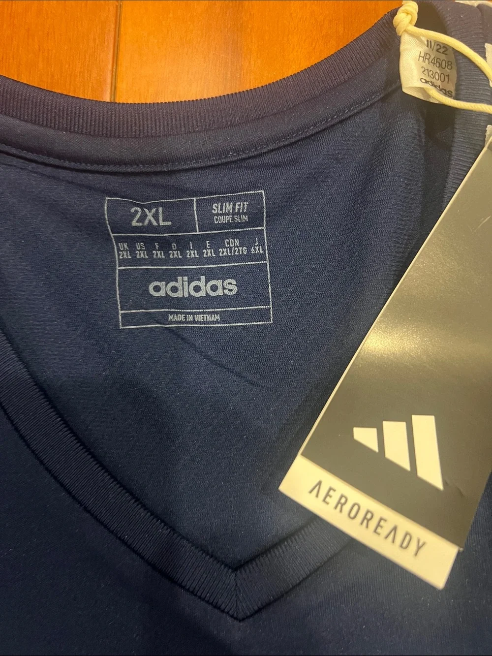 2 Adidas Men’s Short Sleeve Athletic Soccer Jerseys - Navy & Gray Tiro 23 Slim